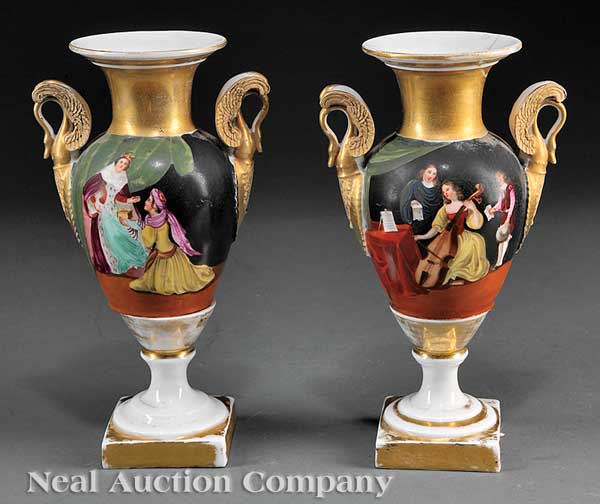A Pair of Paris Porcelain Gilt