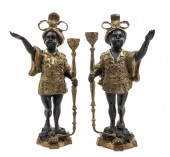A Pair of Patinated and Gilt B