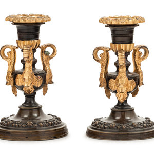 A Pair of Patinated and Gilt Bronze