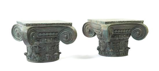 A Pair of Patinated Cast Metal