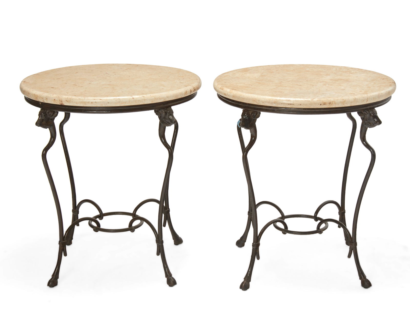 A PAIR OF PATINATED METAL