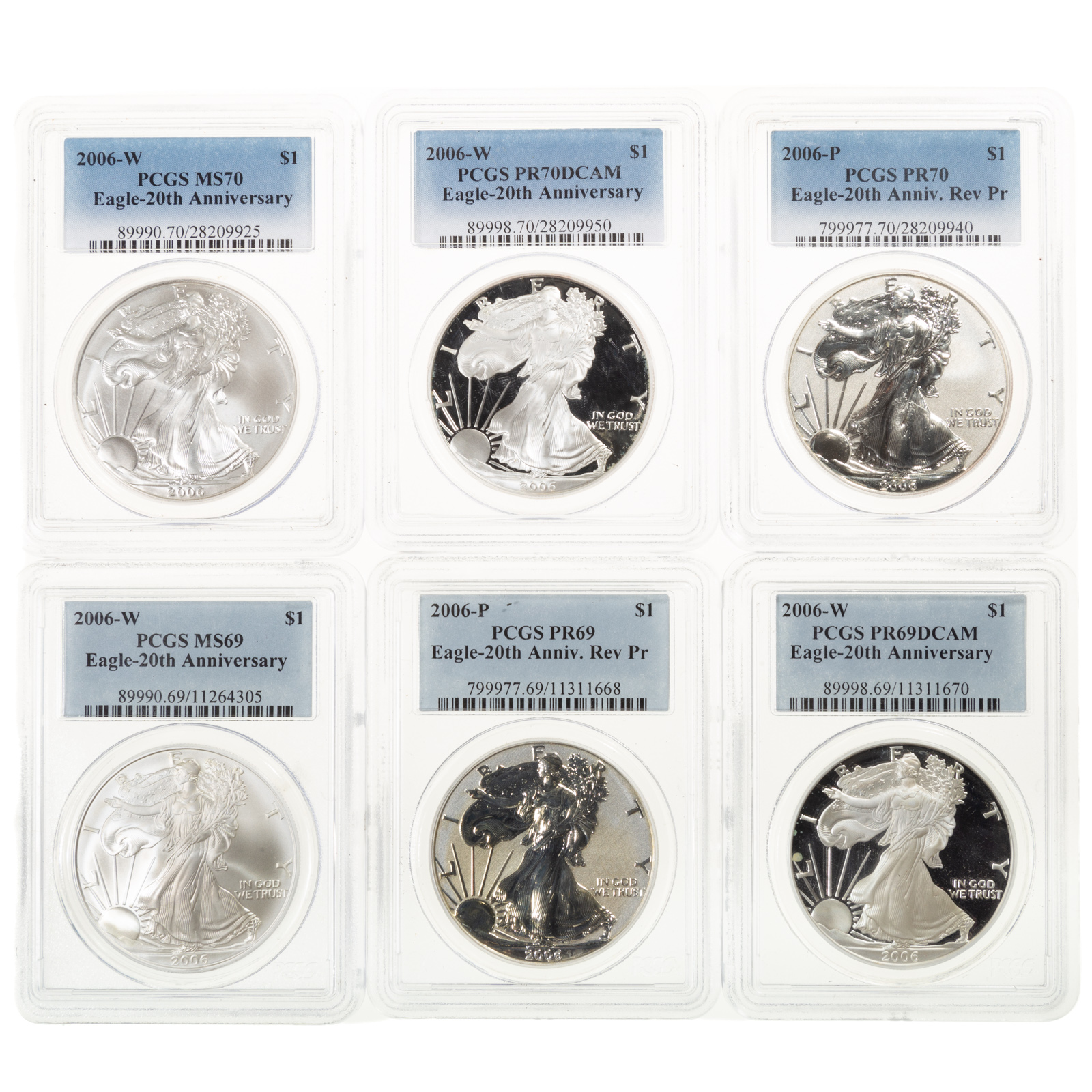 A PAIR OF PCGS 2006 SILVER EAGLE