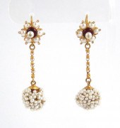 A PAIR OF PEARL CLUSTER AND TW