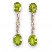 A PAIR OF PERIDOT, DIAMOND AND