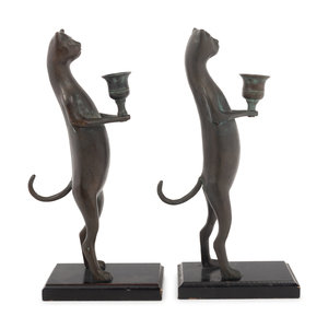 A Pair of Pewter Cat-Form