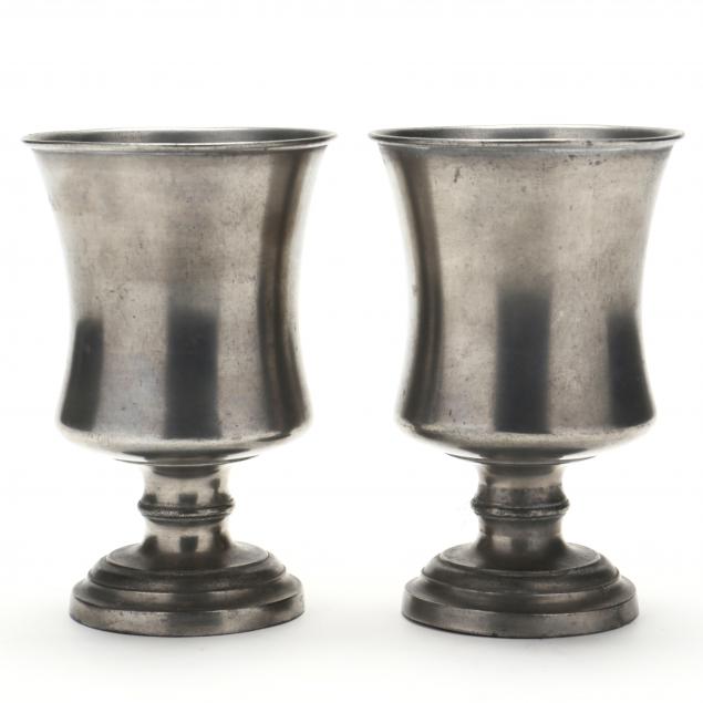 A PAIR OF PEWTER GOBLETS, TAUNTON