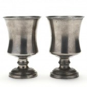 A PAIR OF PEWTER GOBLETS, TAUN