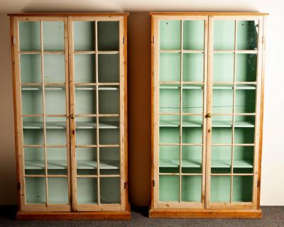 A pair of pine display cases,