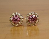 A PAIR OF PINK & WHITE DIAMOND