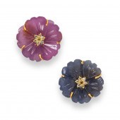 A PAIR OF PINK OR BLUE SAPPHIR