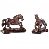 A PAIR OF PINK RHONDONITE STAL