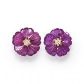 A PAIR OF PINK SAPPHIRE, DIAMO