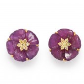 A PAIR OF PINK SAPPHIRE, DIAMO