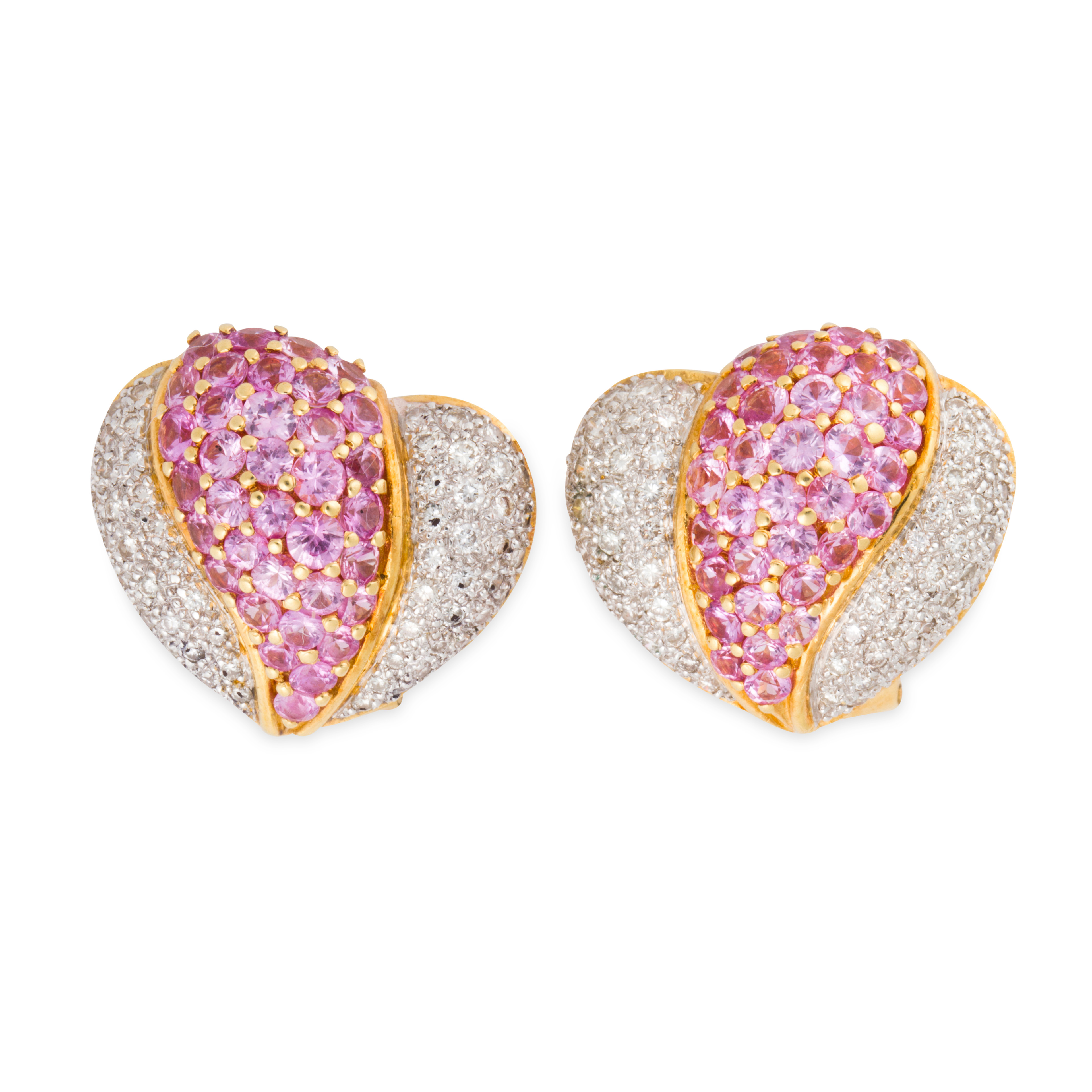 A PAIR OF PINK SAPPHIRE, DIAMOND