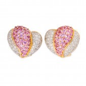 A PAIR OF PINK SAPPHIRE, DIAMO