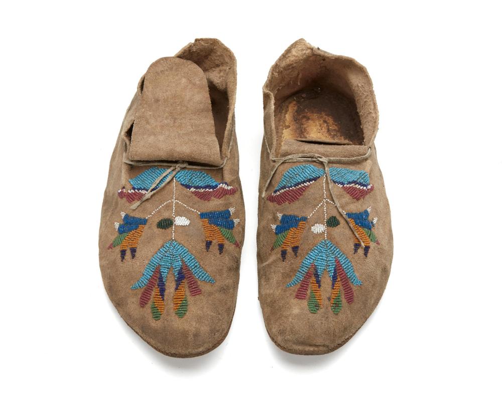 A PAIR OF PLAINS INDIAN BEADED HIDE