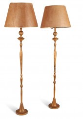 A PAIR OF PLASTER AND METAL PO