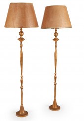 A PAIR OF PLASTER AND METAL PO