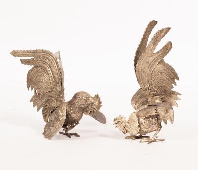 A pair of plated fighting cock