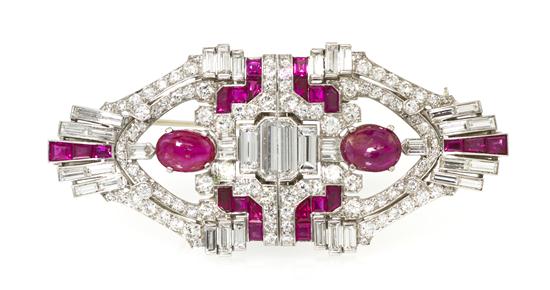 A Pair of Platinum Ruby and Diamond