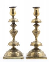 * A Pair of Polish Brass Candl