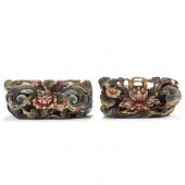 A PAIR OF POLYCHROME AND GILT