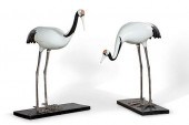 A PAIR OF PORCELAIN AND METAL