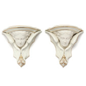 A PAIR OF PORCELAIN ANGEL WALL