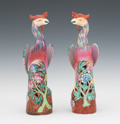 A Pair of Porcelain Ho Ho Bird
