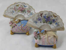 A pair of porcelain menu holders in