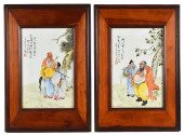 A PAIR OF PORCELAIN PAINTINGS