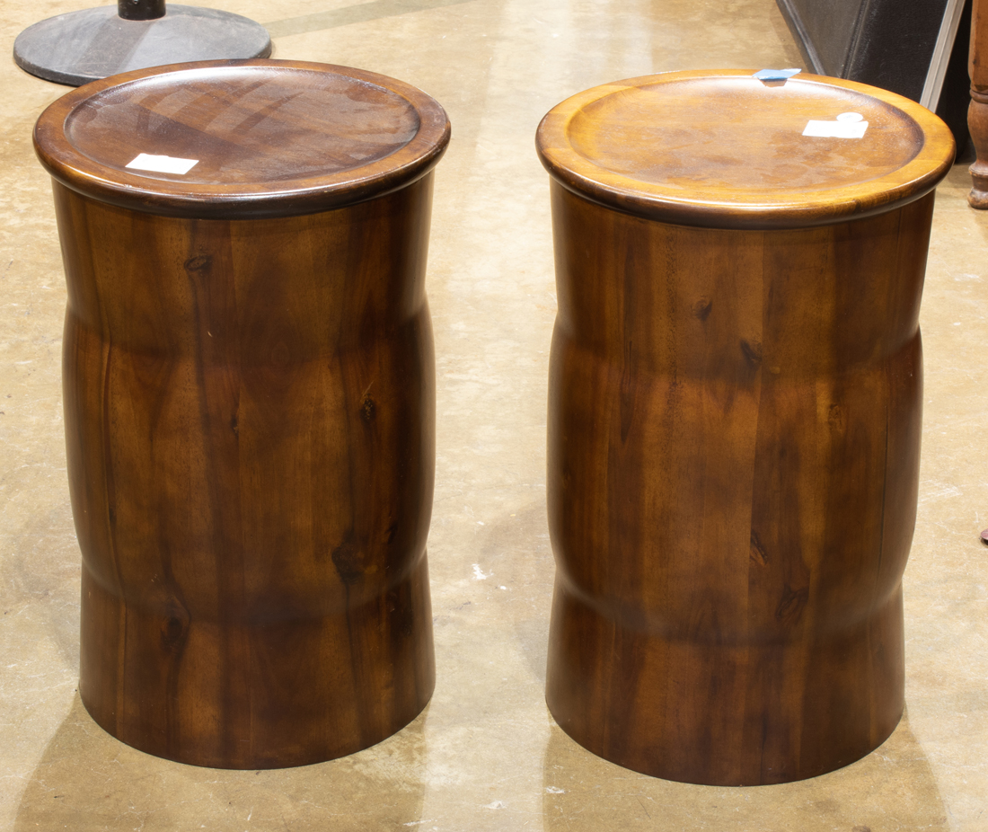A PAIR OF PRIMITIVE STYLE DRUM FORM