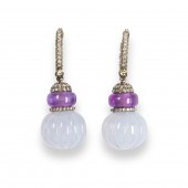 A PAIR OF PURPLE CHALCEDONY, A