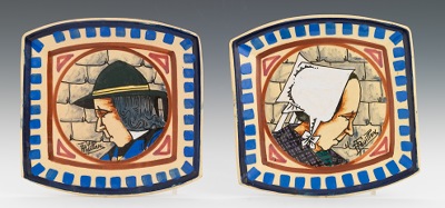 A Pair of Quimper Portrait Plates
