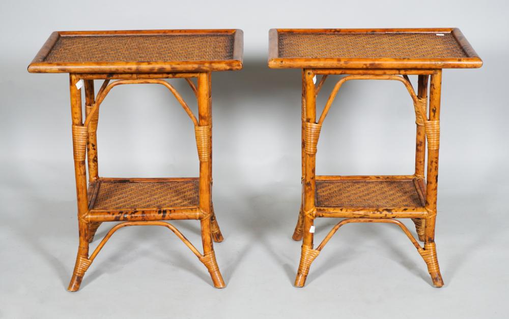 A PAIR OF RATTAN AND BAMBOO SIDE