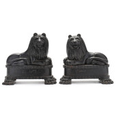 A PAIR OF RECUMBENT LION CHENE