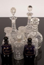 A pair of Regency cut glass ha