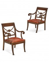 A PAIR OF REGENCY MAHOGANY ARM