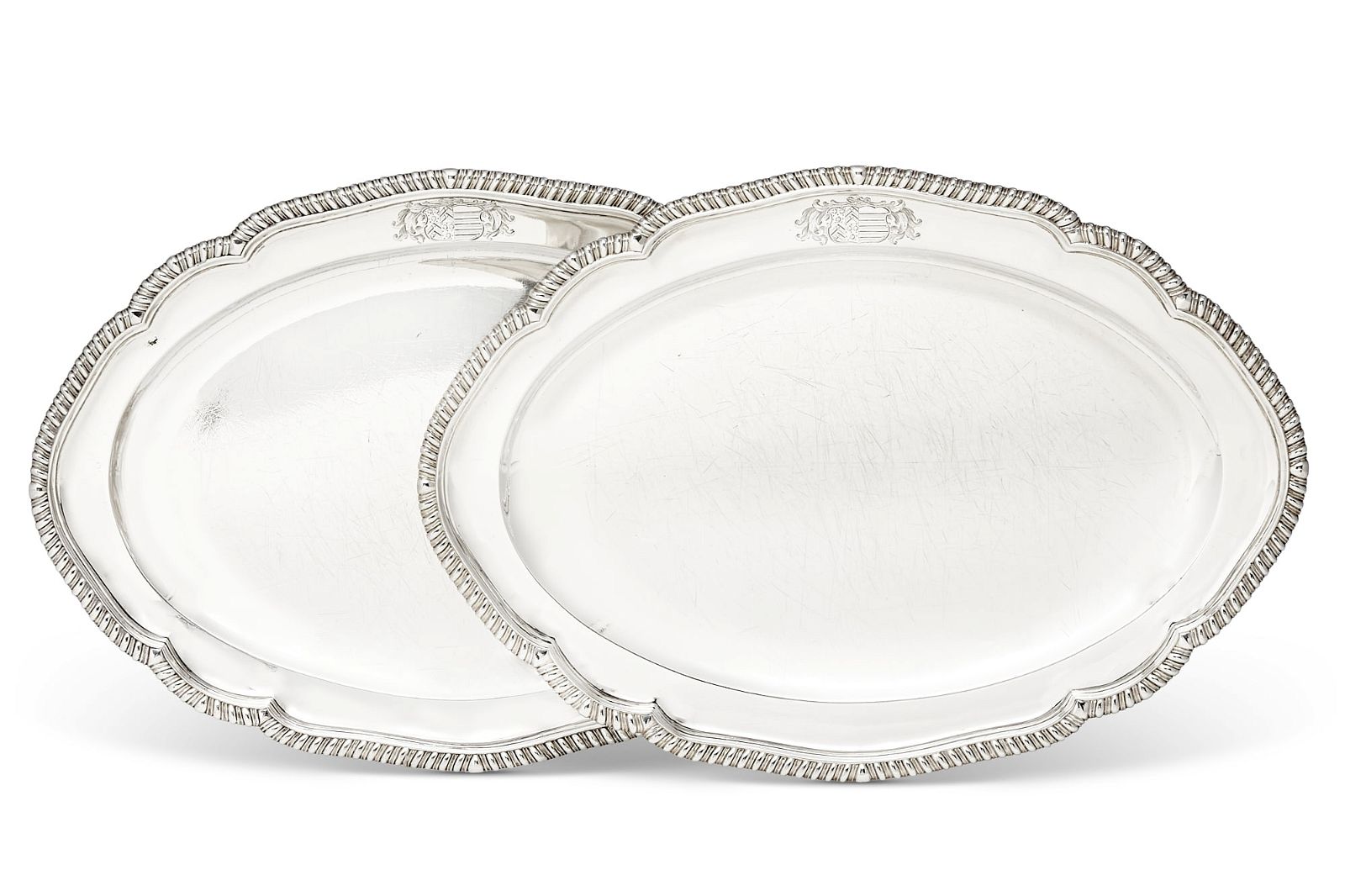 A PAIR OF REGENCY SILVER OVAL