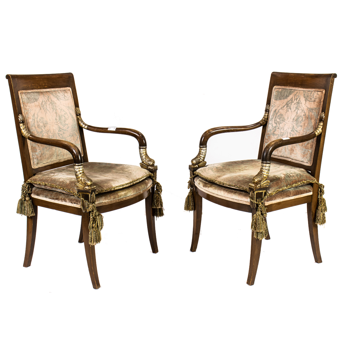 A PAIR OF REGENCY STYLE FAUTEUILS A