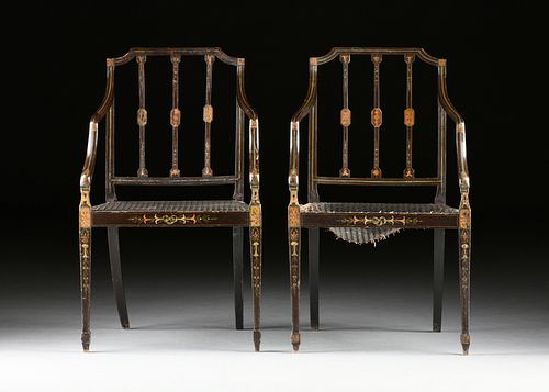 A PAIR OF REGENCY STYLE PAINTED,