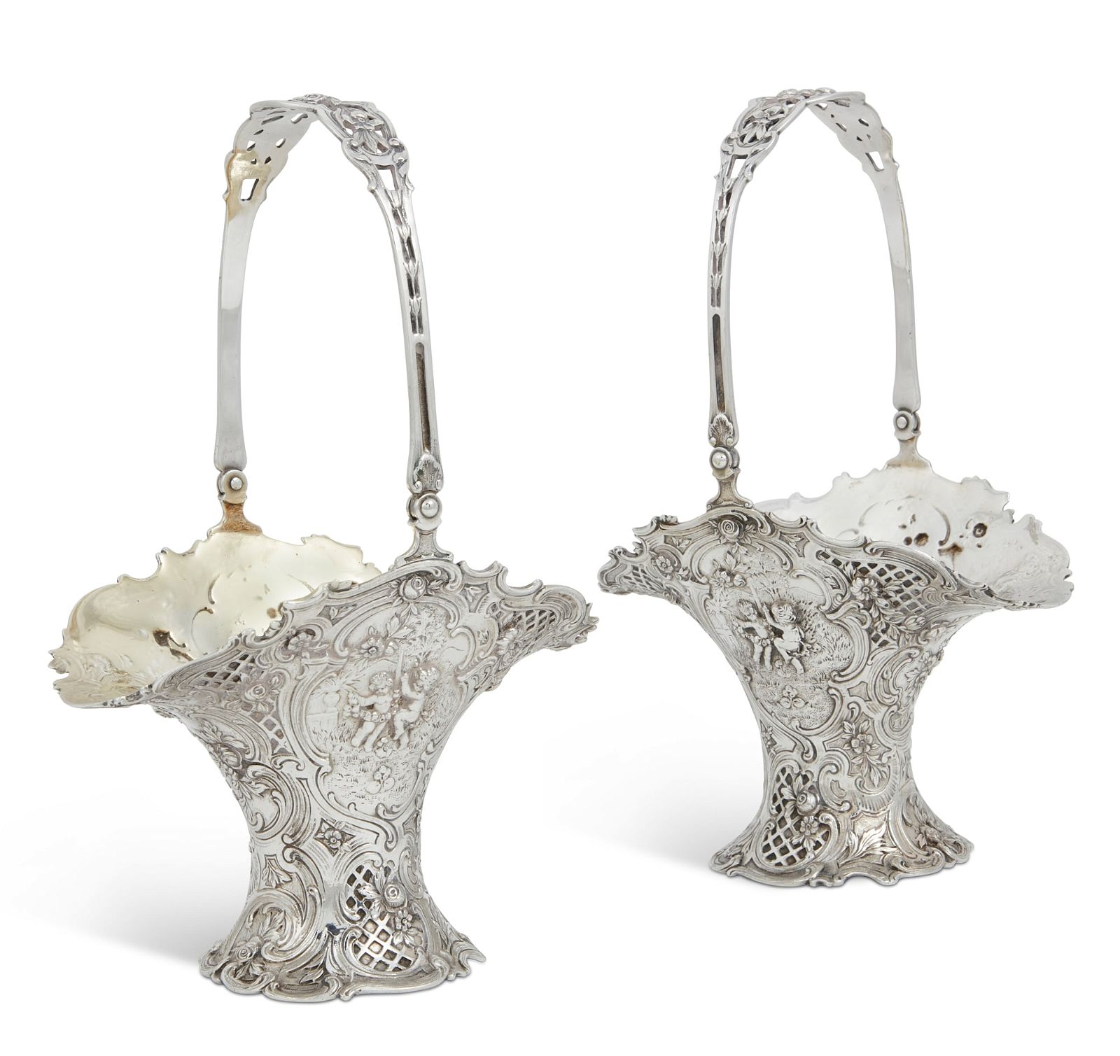 A PAIR OF REPOUSSE STERLING