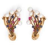 A PAIR OF RETRO GEMSTONE AND F