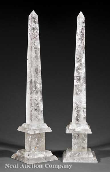 A Pair of Rock Crystal Obelisks