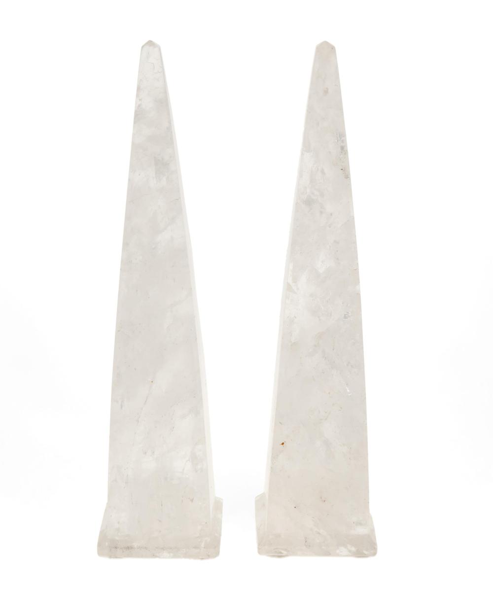 A PAIR OF ROCK CRYSTAL OBELISKSA