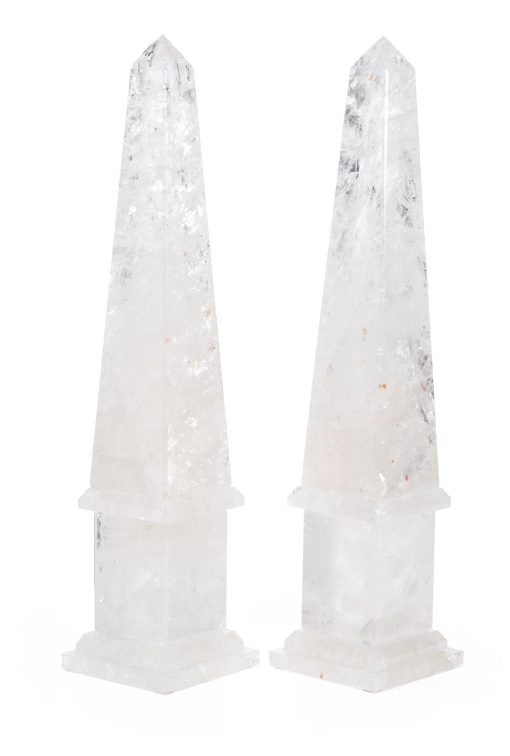A PAIR OF ROCK CRYSTAL OBELISKSA