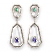 A PAIR OF ROCK CRYSTAL, EMERAL