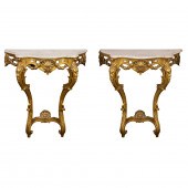 A PAIR OF ROCOCO STYLE GILTWOO