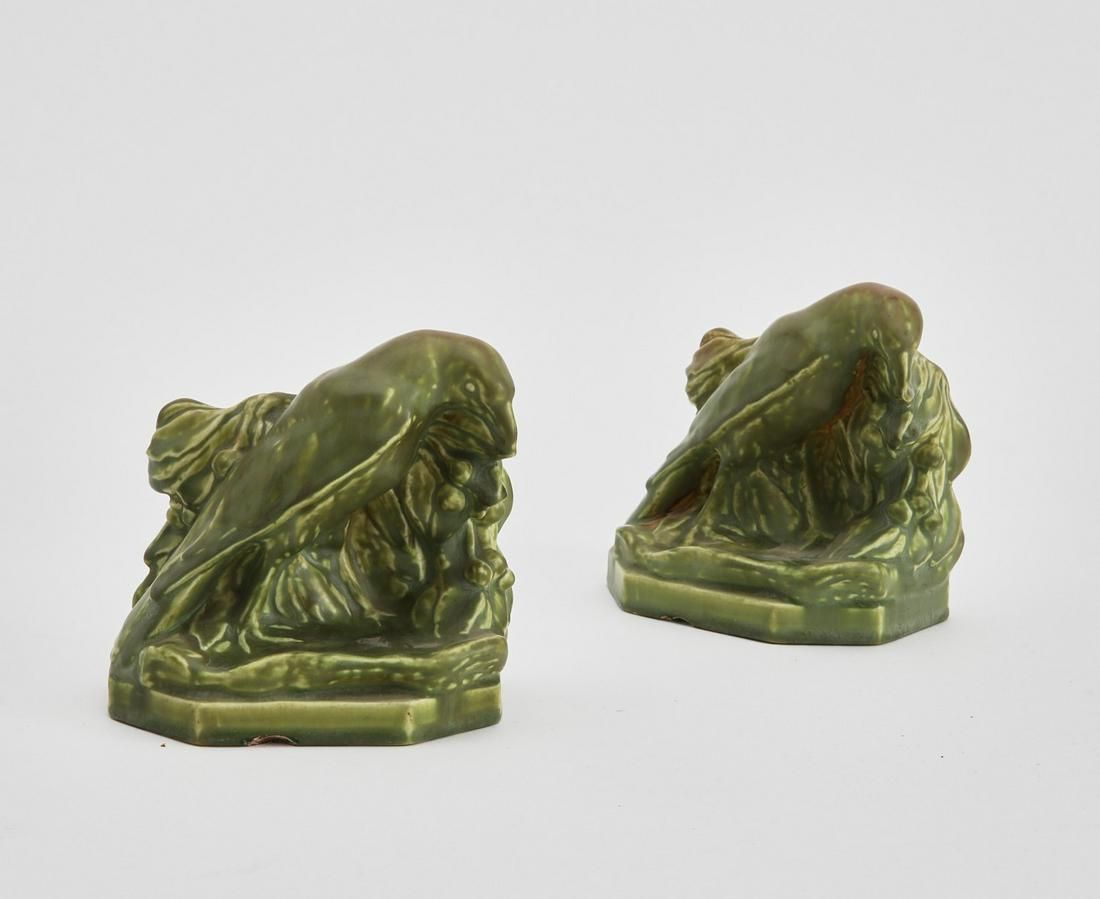 A PAIR OF ROOKWOOD ROOK BOOKENDSA