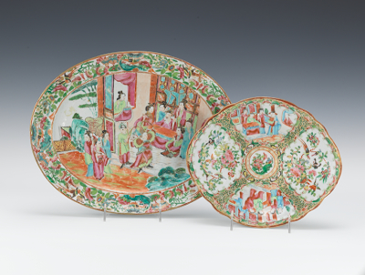 A Pair of Rose Medallion Platters